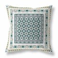 Homeroots 18 in. Block Indoor & Outdoor Zippered Throw Pillow White & Green 411011